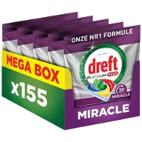 Dreft Platinum Miracle All-In-One - 30 Minute Miracle Vaatwastabletten - Citroen - 155 stuks