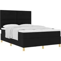 vidaXL Boxspring bed met matras met hoofdeinde Zwart 140 x 200 cm Stof