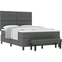 vidaXL Boxspring bed met kussen Donkergrijs 140 x 200 cm Stof