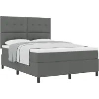 vidaXL Boxspring bed met hoofdeinde Donkergrijs 140 x 200 cm Stof