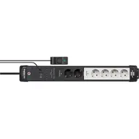 Brennenstuhl Premium-Line | 2+4 voudig | zwart/lichtgrijs | *DE* | 3m | H05VV-F3G1.5 | met voetschakelaar 1951560103