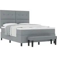 vidaXL Boxspring bed met hoofdeinde Lichtgrijs 140 x 200 cm Stof