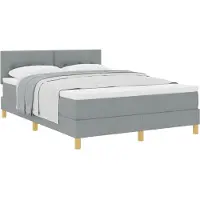 vidaXL Boxspring bed met kussen Lichtgrijs 140 x 190 cm Stof