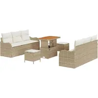 vidaXL Tuinbank Set 9 st Beige poly rattan