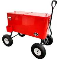 Axi Bolderwagen cooler Rood | Outdoor Koeler op luchtbanden met 76L inhoud | Koelbox met aftapkraan