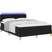 vidaXL LED Box Spring Bed met kussen Zwart 160 x 200 cm Stof