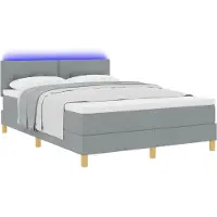 vidaXL LED Box Spring Bed met hoofdeinde Lichtgrijs 140 x 190 cm Stof
