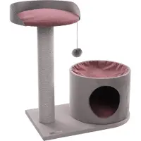 Flamingo Krabpaal – Kara – krabpaal kat – krabmeubel met hangmat en schuilplaats – krabpaal katoen touw – 65x35,5x65 cm – grijs