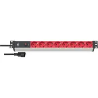 Brennenstuhl Alu-Line 19" stopcontacten 8-voudig - 10 A stroomonderbreker en IEC-stekker [19" stekkerdoos voor serverkasten met 2 m kabel]