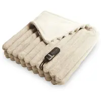 Duux Yentl Gestreept Elektrisch Warmtedeken 200x200 cm – 9 standen – Beige