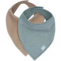 Jollein Baby Slab Bandana - Hydrofiel - Slabbetjes Baby - 2 Stuks - Sea Green/Biscuit