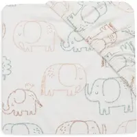 Jollein Hoeslaken Ledikant - 70/75x140/150cm - Jersey - Elephant Tales
