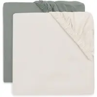 Jollein Hoeslaken Wieg 40/50x80/90 Jersey Sea Green/Ivory 2st