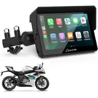 Carpuride W502 - motorfiets CarPlay-scherm - 5 inch - HD waterdicht touchscreen - draadloze CarPlay en Android Auto - dubbele Bluetooth - navigatie