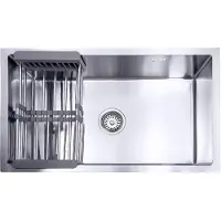 Lendo Online Spoelbak met droogrek 740x440x200mm RVS - Roestvrij staal - Wasbak met waterafvoersysteem - Gootsteen voor keuken + bevestigingshaken