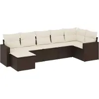 vidaXL 7-delige Loungeset met kussens poly rattan bruin
