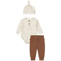 Dirkje romper + broek + muts bruin/offwhite Set Meisjes Stretchkatoen Ronde hals - maat 50