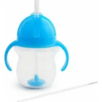 Munchkin Tip & Sip Antilek Rietjesbeker - Drinkbeker met Rietje - Vaatwasserbestendig - Vanaf 6 maanden - 207ml - Blauw - Drinkbeker met een rietje