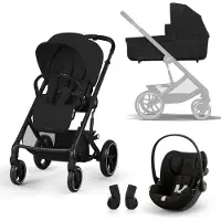 Cybex Kinderwagen Balios S Lux One Park Comfort Moon Black incl. Autostoel Cloud G & Adapterset
