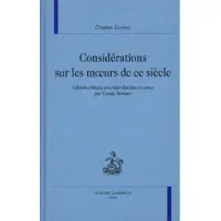 Honore Champion Considerations sur les moeurs de ce siecle - Charles Duclos