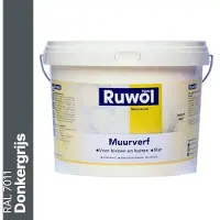 Ruwol Muurverf binnen en buiten Mat Donkergrijs (RAL 7011) 5 liter