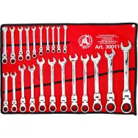 Bgs Spanner, Ratel Combinatiesleutelset flexibele koppen 6 - 32 mm 22 stuks.