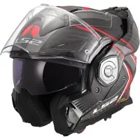 LS2 Helmets FF901 Advant X Carbon Future II, modulaire helm ,zwart/grijs/rood ,XL