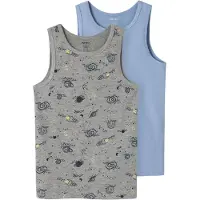 Name it Onderhemd lichtblauw / donkerblauw / geel / grijs gemêleerd