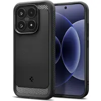 Spigen Hoesje Geschikt voor Xiaomi 17 - Rugged Armor Case - Carbon Back Cover met Air Cushion - Matte Zwart
