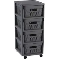 Curver Infinity Dots Ladesysteem - 4 lades van 11L - met wieltjes - 36x30×66 cm - Antraciet