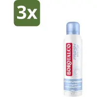 Borotalco 3 x – Deodorant Spray – Fresh Non-Stop – 150 ml - Frisheid - Zweetbestendig - Menthol - Koel Gevoel - Deodorant Spray