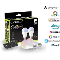 Eglo Smart lamp E27 | Peer A60 | Mat | RGB + 2700-6500K | Zigbee | 11W | 2 stuks + afstandsbediening