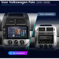 Junsun Plug & Play Autoradio Geschikt voor VW Polo 9N 2001-2009 met Andriod 15 GPS Navi ,WIFI + USB + Bluetooth, Carplay & Android Auto, FM, RDS, DSP, 2 DIN SWC，2GB+64GB