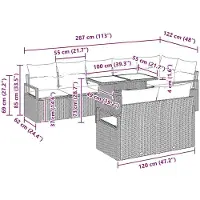 vidaXL Tuinbank Set 9 st 8-Aantal zitplaatsen Zwart poly rattan