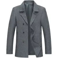 Allthemen Heren Wollen Dikke Coat - Slim Fit Overgangsjas - 3XL