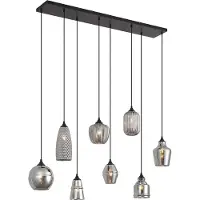 QAZQA Art Deco hanglamp zwart met smoke glas 8-lichts - Hanne