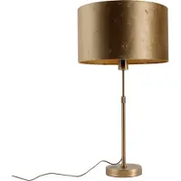 QAZQA Tafellamp brons met velours kap brons 35cm - Parte
