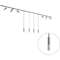 QAZQA Modern railsysteem zwart met 6 spots en 4 hanglampen zwart 1-fase - Slimline Avery Loyce