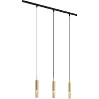 QAZQA Modern railsysteem zwart met 3 hanglampen goud met amber glas 1-fase - Slimline Loyce
