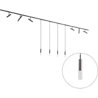QAZQA Modern railsysteem zwart met 6 spots en 4 hanglampen donker brons 1-fase - Slimline Avery Loyce