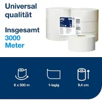 Tork Jumbo FSC gecertificeerd, Recycled 100% Toiletpapier T1 1-laags 110162 6 Rollen à 2500 Vellen