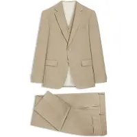BOSS Slim-fit driedelig pak in een serge van scheerwol