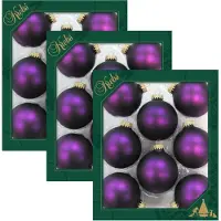 Krebs Kerstballen - 24x st - magic velvet paars - 7 cm - glas - mat - kerstversiering - kerstboomversiering