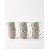 Pip studio Blushing Birds Mokken - Koffiekopjes met Oor - Koffiemok - Servies set van 6 - 200ml