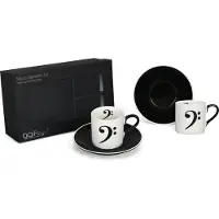 Agifty Music Gifts - Espresso kopjes, bassleutel (set van 2)