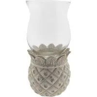Clayre & Eef Waxinelichthouder | Ø 13*26 cm | Wit | Terracotta | Rond | Ananas | | 6TE0198