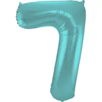 Folat Folieballon Cijfer 7 Aqua Metallic Mat - 86 cm