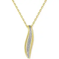 New Bling 9NB-1660 – Zilveren ketting met hanger - Blad – Met zirkonia – Goudkleurig – 925 zilver – 40+5 cm