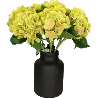 Mica Decorations Kunstbloemen boeket Hortensias - 8 stelen - groen - 51 cm - Kunst zijdebloemen