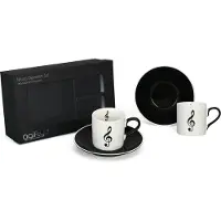 Agifty Espressokopjes, vioolsleutel wit (set van 2)